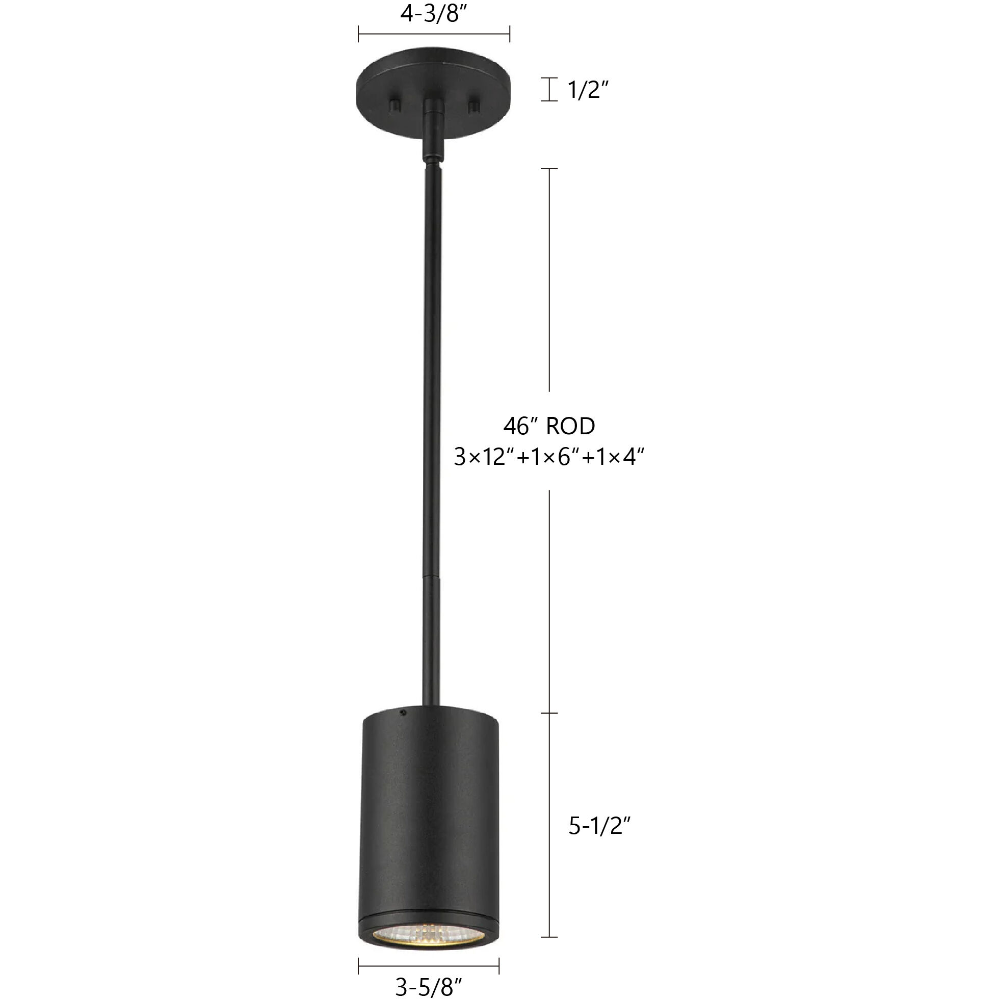 Nordic LED 3.63 inch Black Exterior Pendant