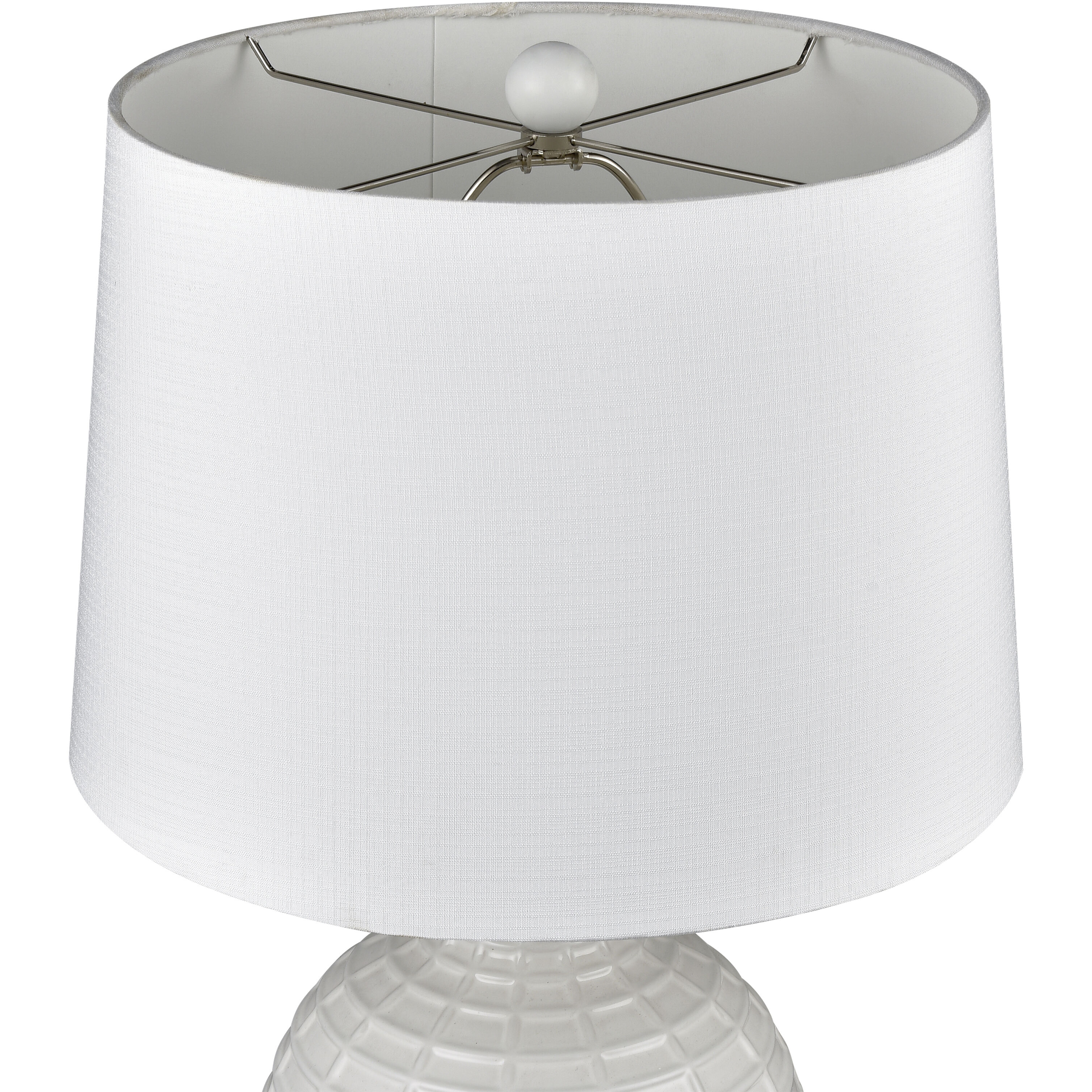 Junia 28 inch 150 watt White Glazed with Satin Nickel Table Lamp Portable Light, Set of 2