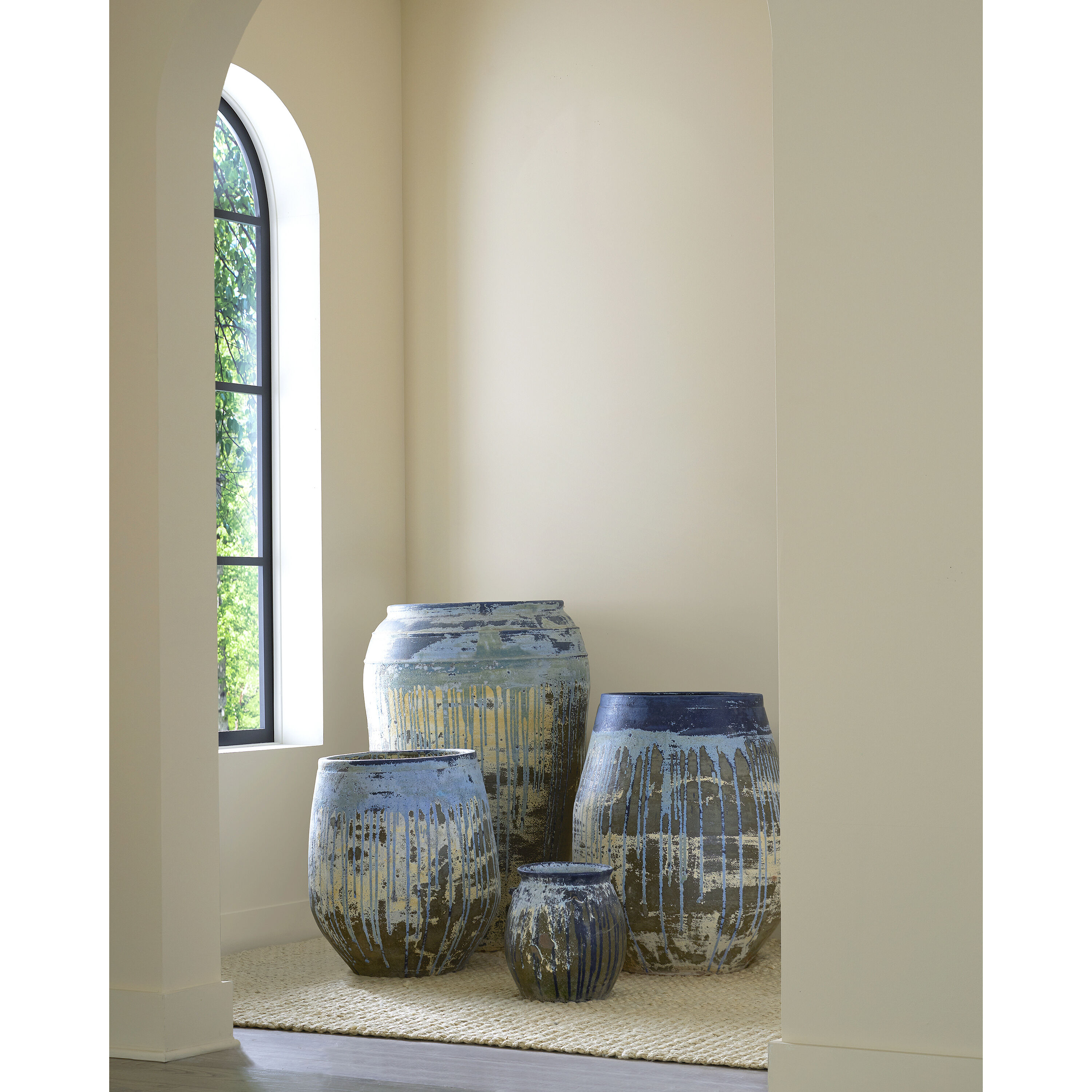 Catania Greenish/Milky White/Blue Drip Planter, Large