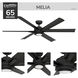 Melia 65 inch Matte Black Outdoor Ceiling Fan