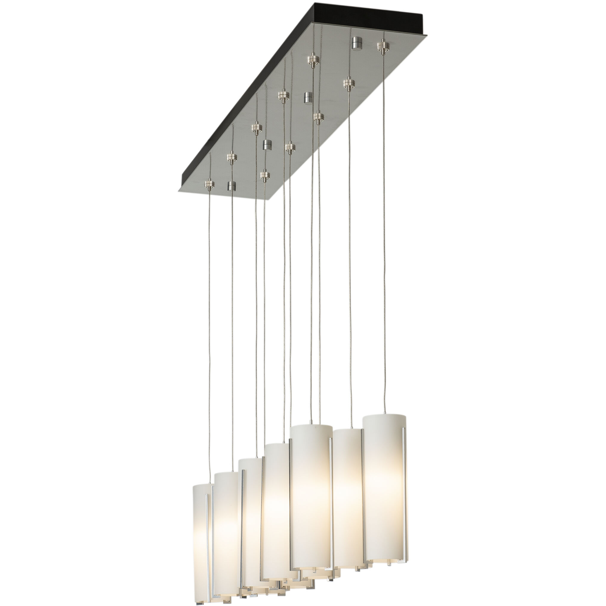 Exos Glass 10 Light 44.5 inch Sterling Pendant Ceiling Light in Opal, Rectangular