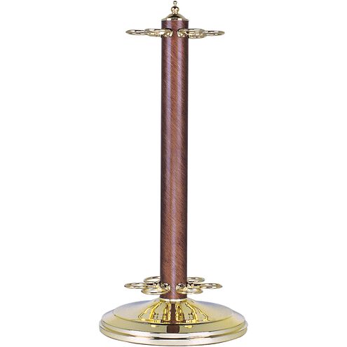 Casual Traditions Polished Brass with Red Cue Stand in Polished Brass/Wood