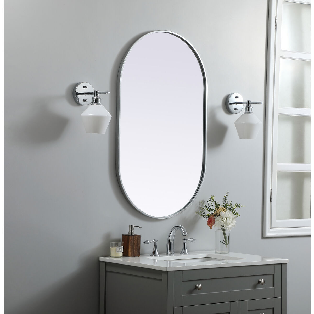 Asha 40 X 24 inch Silver Mirror in 24 x 40