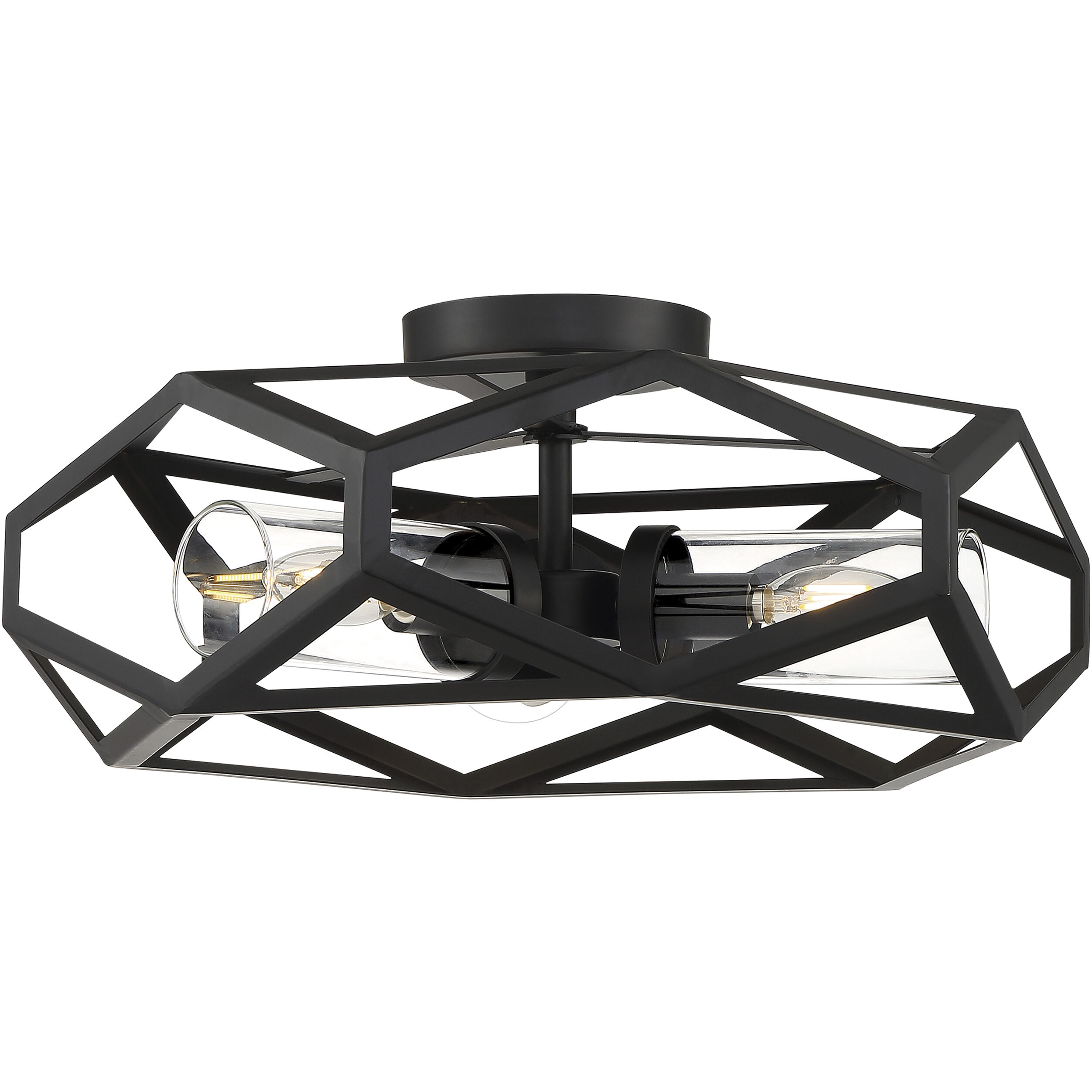 Zemi 3 Light 20 inch Black Flush Mount Fixture Ceiling Light