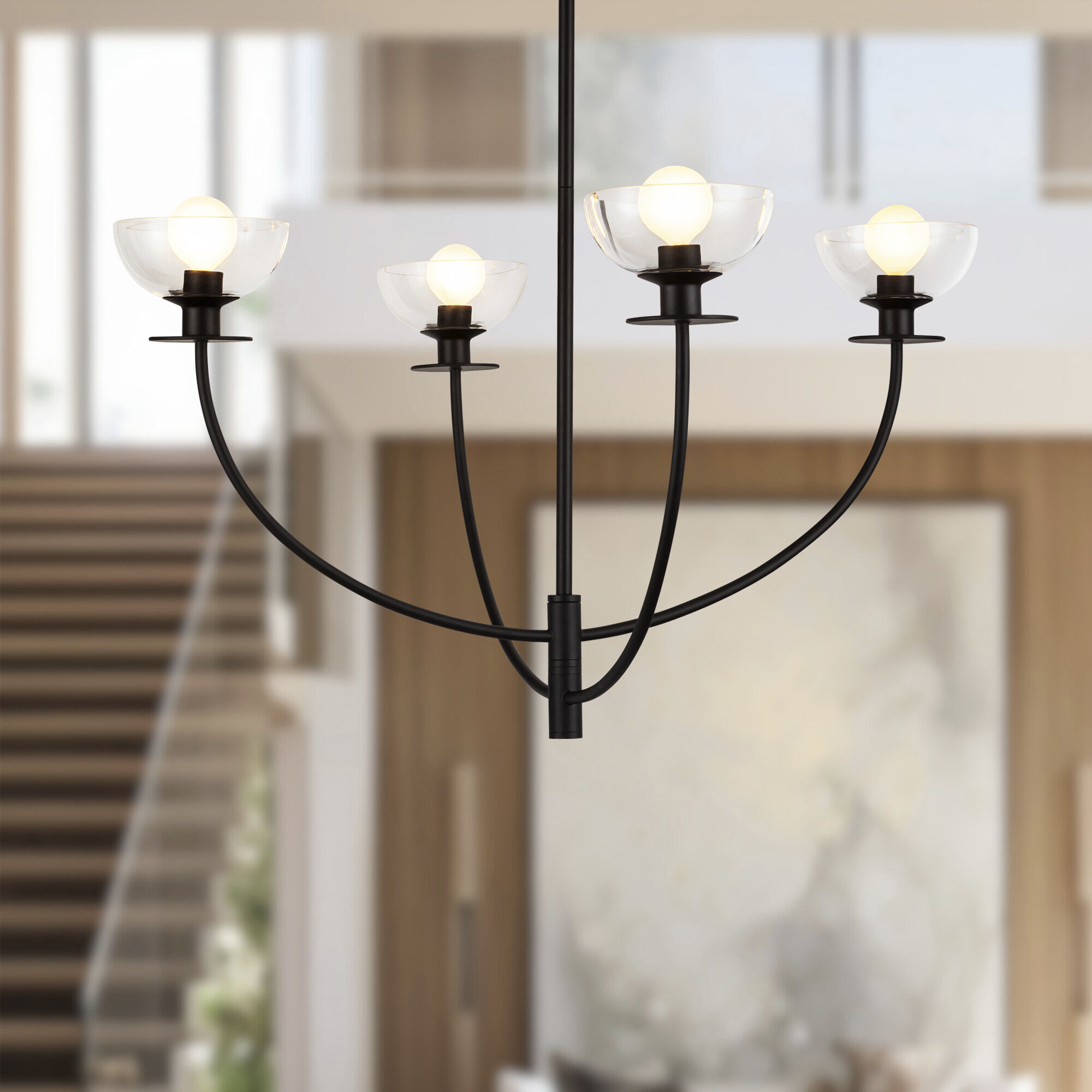 Alora Mood Sylvia 4 Light 26.5 inch Matte Black Chandelier Ceiling Light
