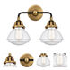 Nouveau 2 Olean LED 14.75 inch Black Antique Brass Bath Vanity Light Wall Light in Seedy Glass