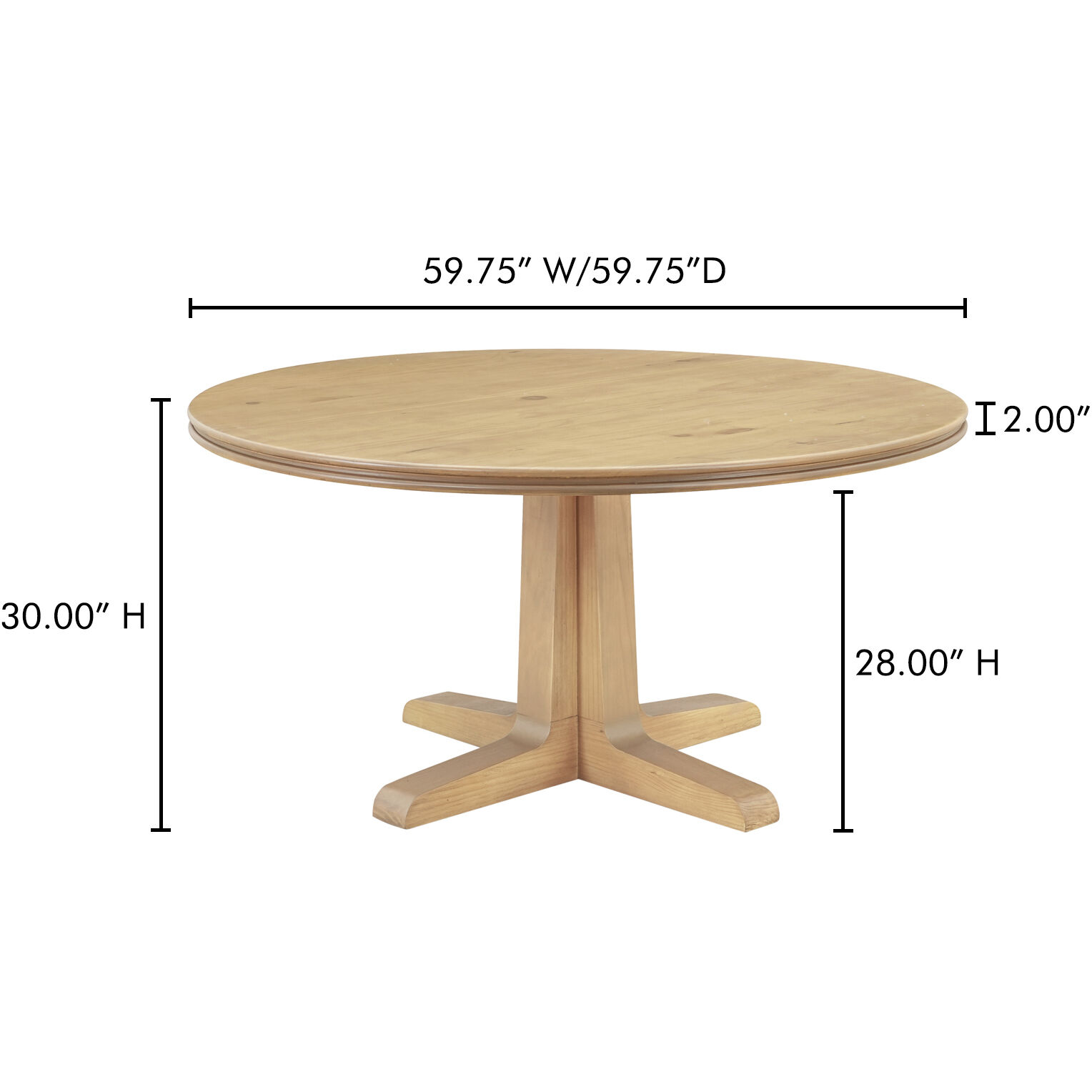 Charles 59.75 X 59.75 inch Natural Dining Table