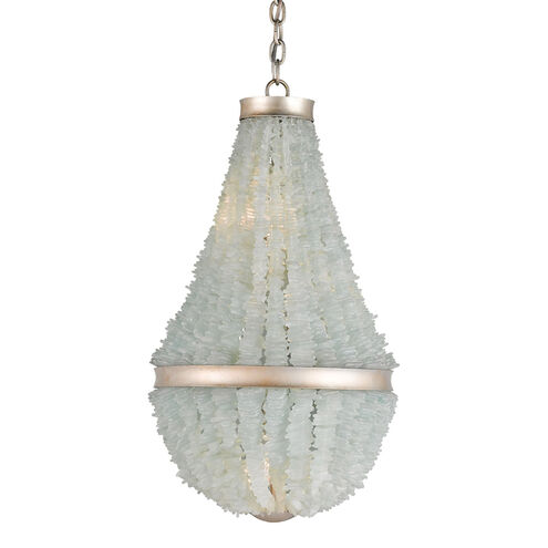 Platea 3 Light 16.5 inch Contemporary Silver Leaf/Seaglass Chandelier Ceiling Light
