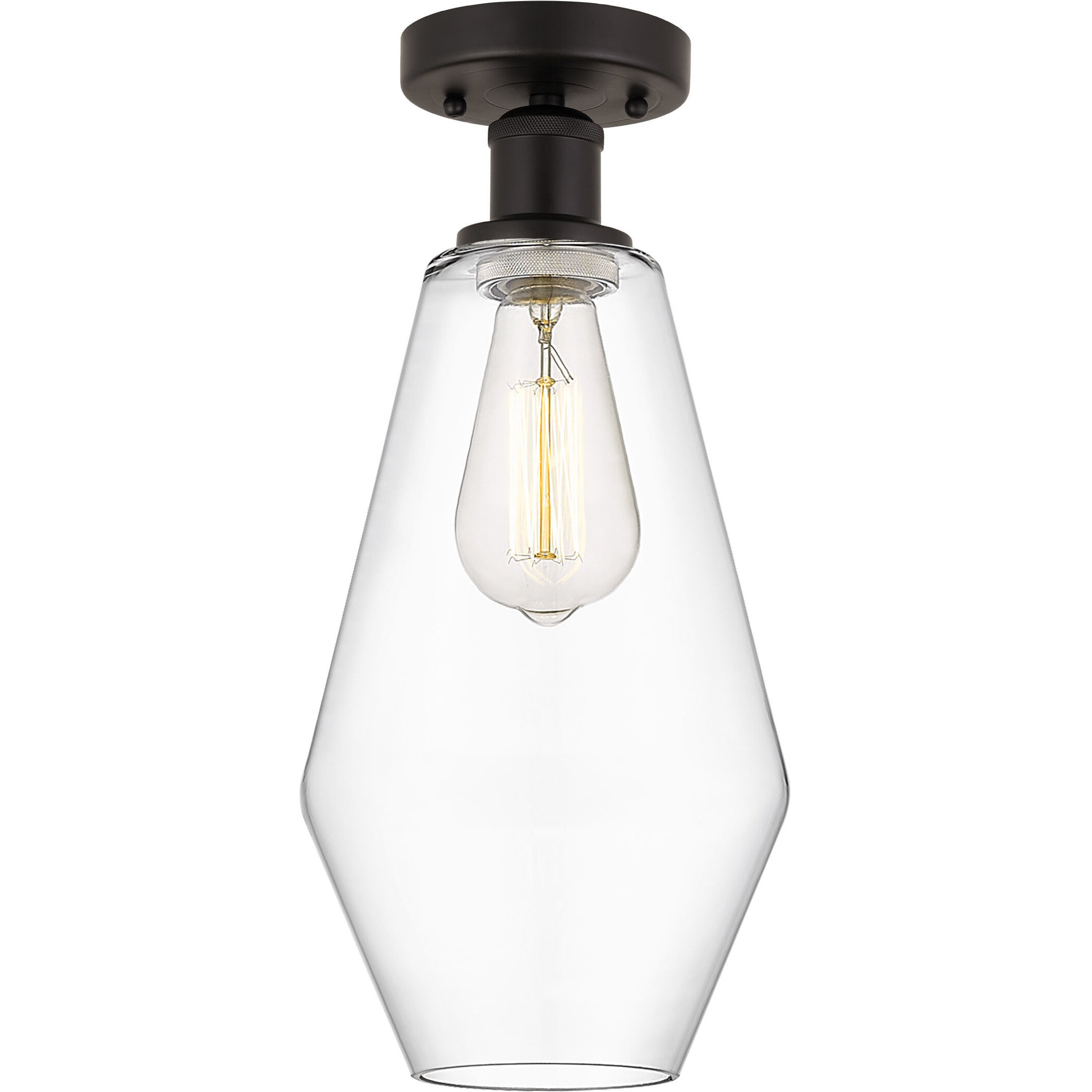 Edison Cindyrella 1 Light 7 inch Oil Rubbed Bronze Semi-Flush Mount Ceiling Light in Clear Glass