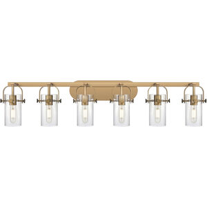 Pilaster II Cylinder 6 Light 43.88 inch Brushed Brass Bath Vanity Light Wall Light in Clear Glass