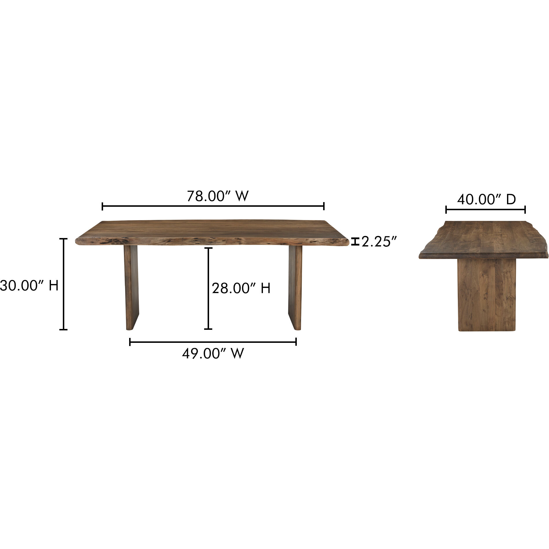 Lila 78 X 40 inch Brown Dining Table, Small