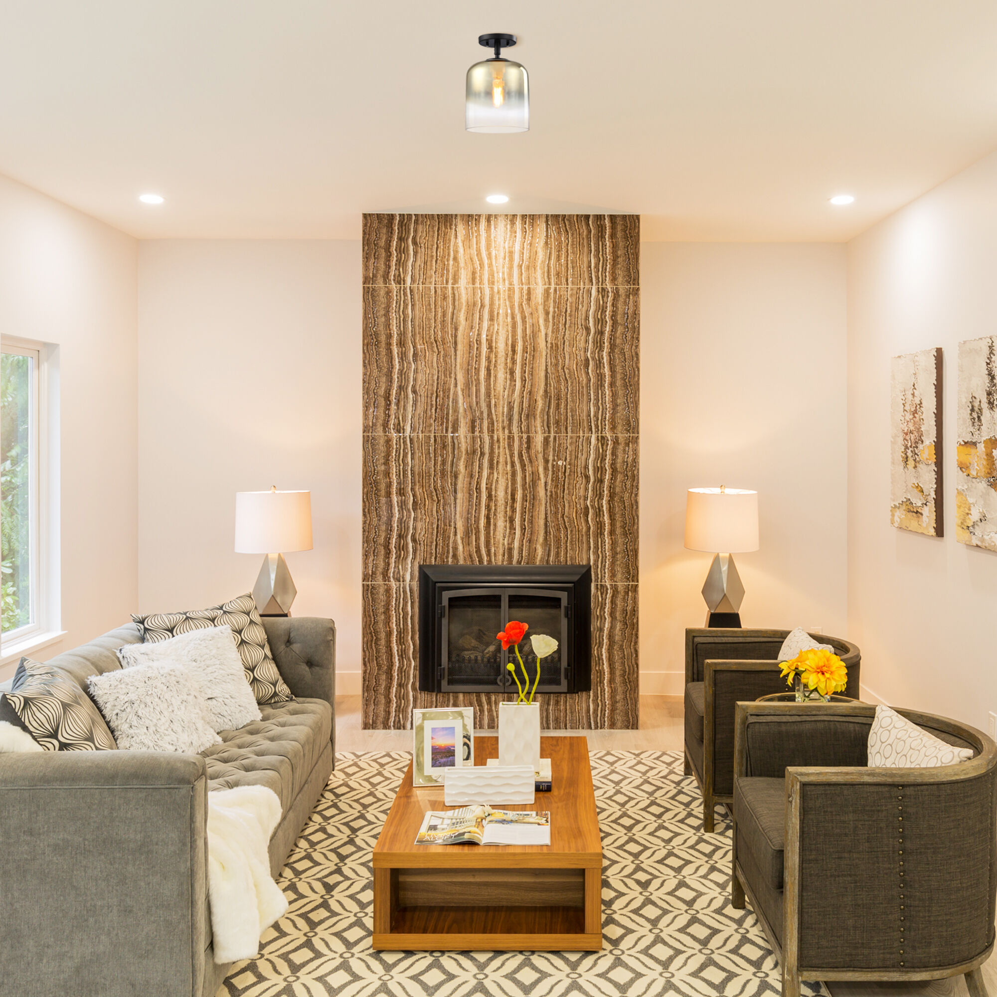 Gatsby 1 Light 8.5 inch Matte Black Semi Flush Mount Ceiling Light