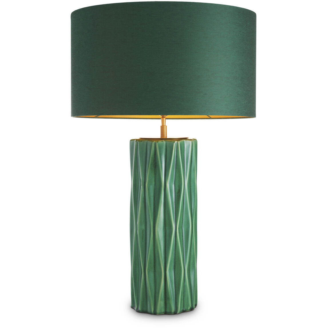 Amarello 34.84 inch 5 watt Crackled Green Ceramic with Antique Brass Table Lamp Portable Light