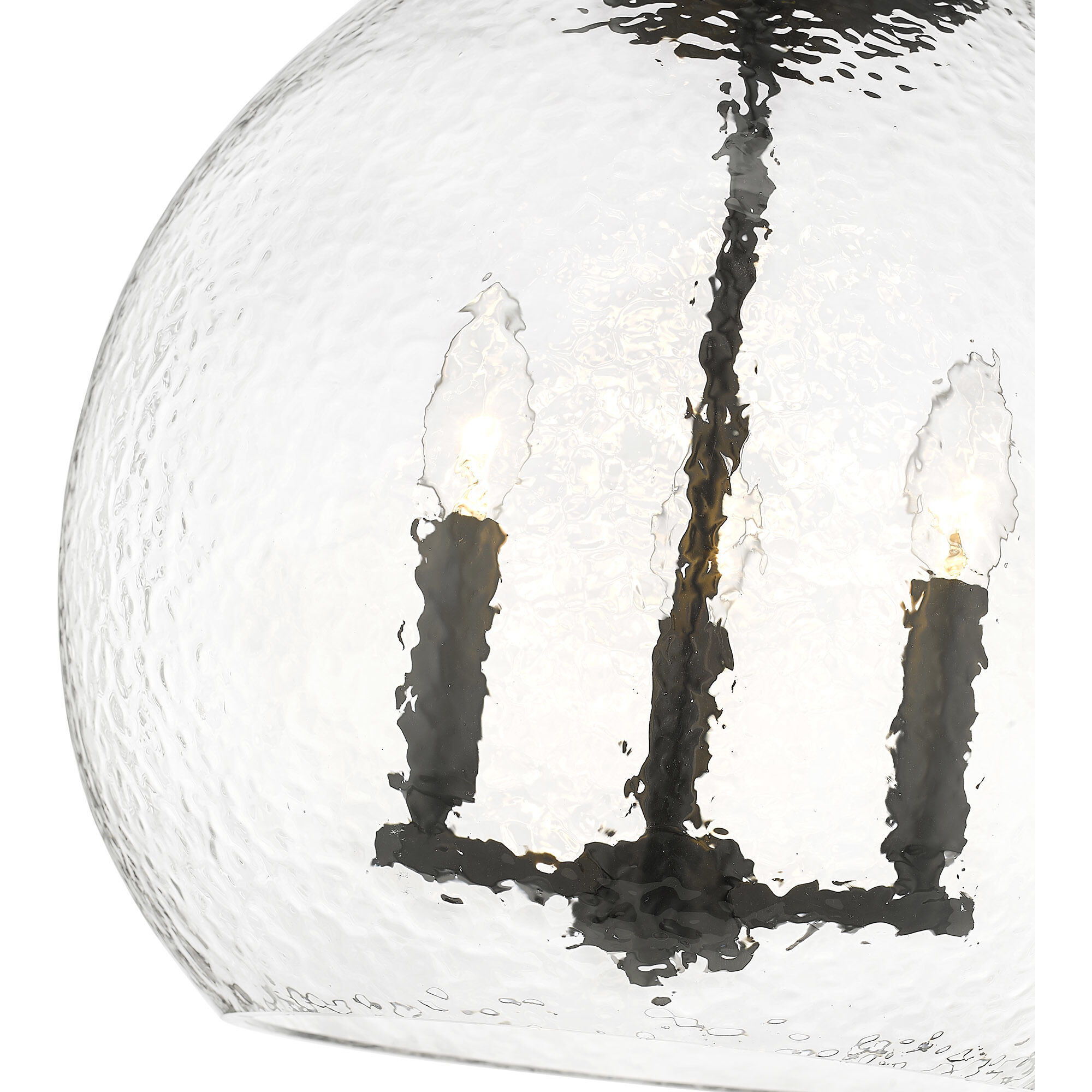 Ariella Pendant Ceiling Light in Matte Black, Clear Hammered
