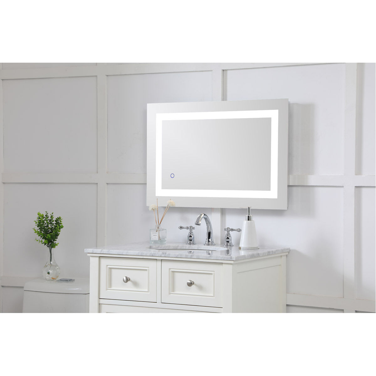 Helios 30 X 20 inch Silver Lighted Wall Mirror