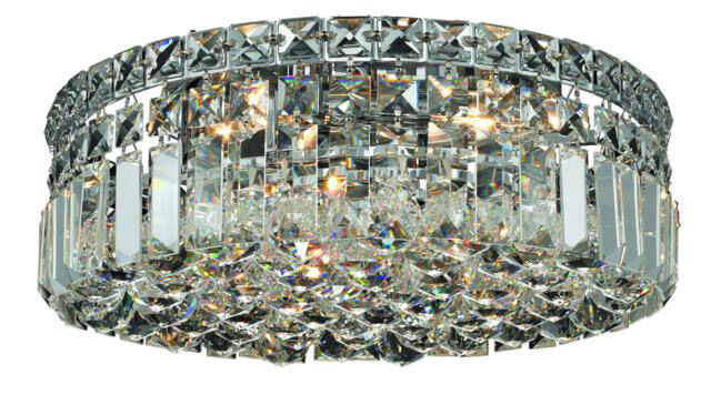 Maxime 4 Light 14 inch Chrome Flush Mount Ceiling Light in Royal Cut