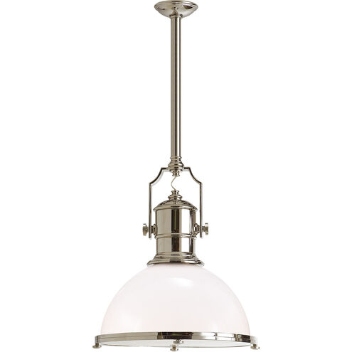 Visual Comfort Signature Collection  Visual Comfort CHC5136AB-WG Chapman &  Myers Country Industrial 1 Light 19.5 inch Antique-Burnished Brass Pendant  Ceiling Light in White Glass, Large