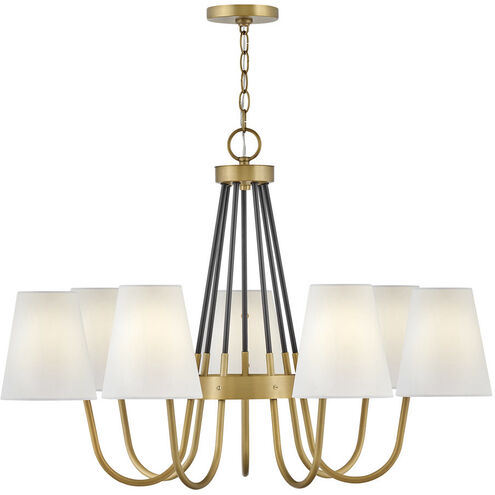 Aston 7 Light 33.25 inch Heritage Brass with Black Indoor Chandelier Ceiling Light