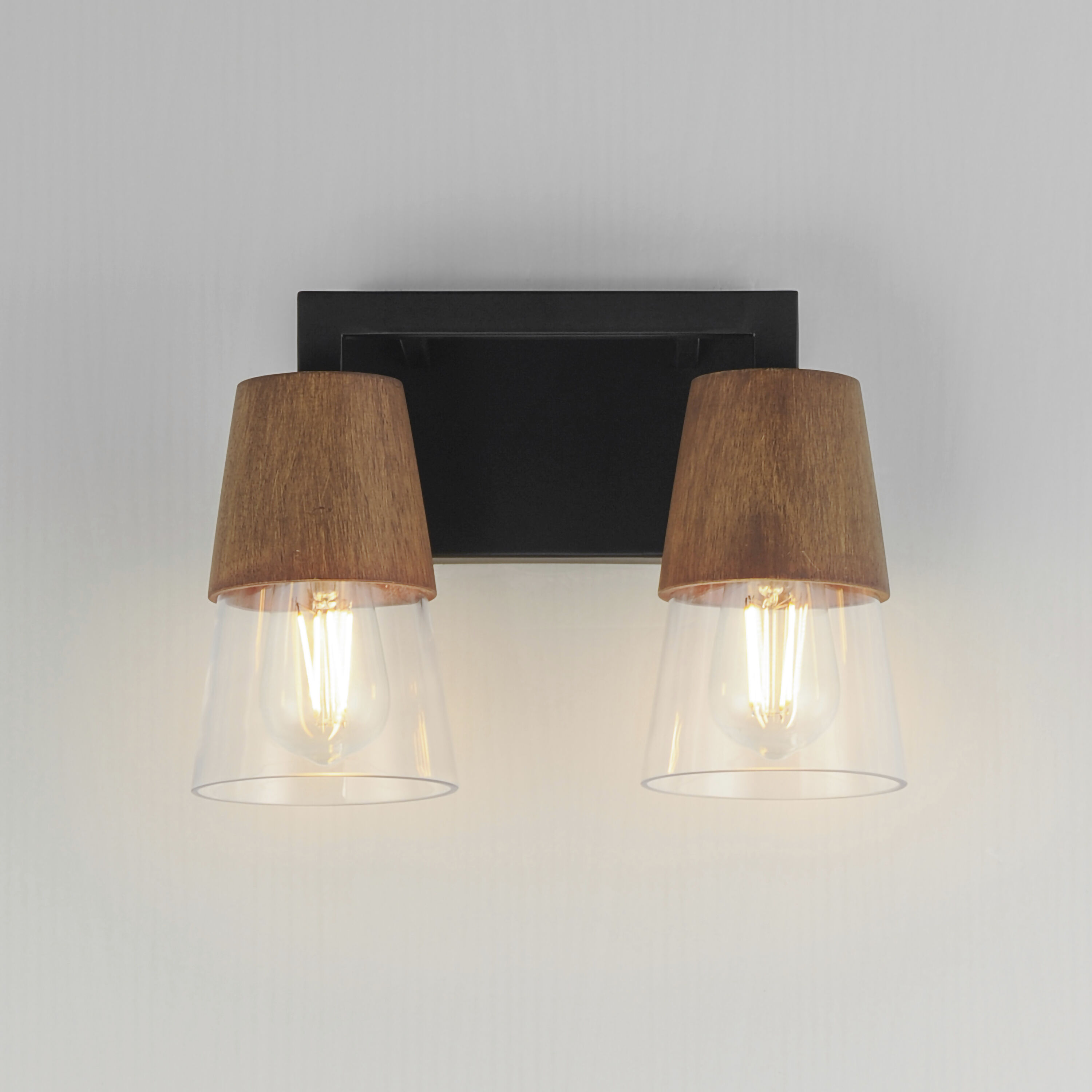 Carpenter 2 Light 12.5 inch Walnut and Black Bath Vanity Wall Light