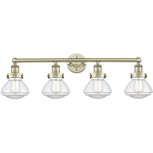 Olean 4 Light 33.5 inch Antique Brass and Clear Bath Vanity Light Wall Light
