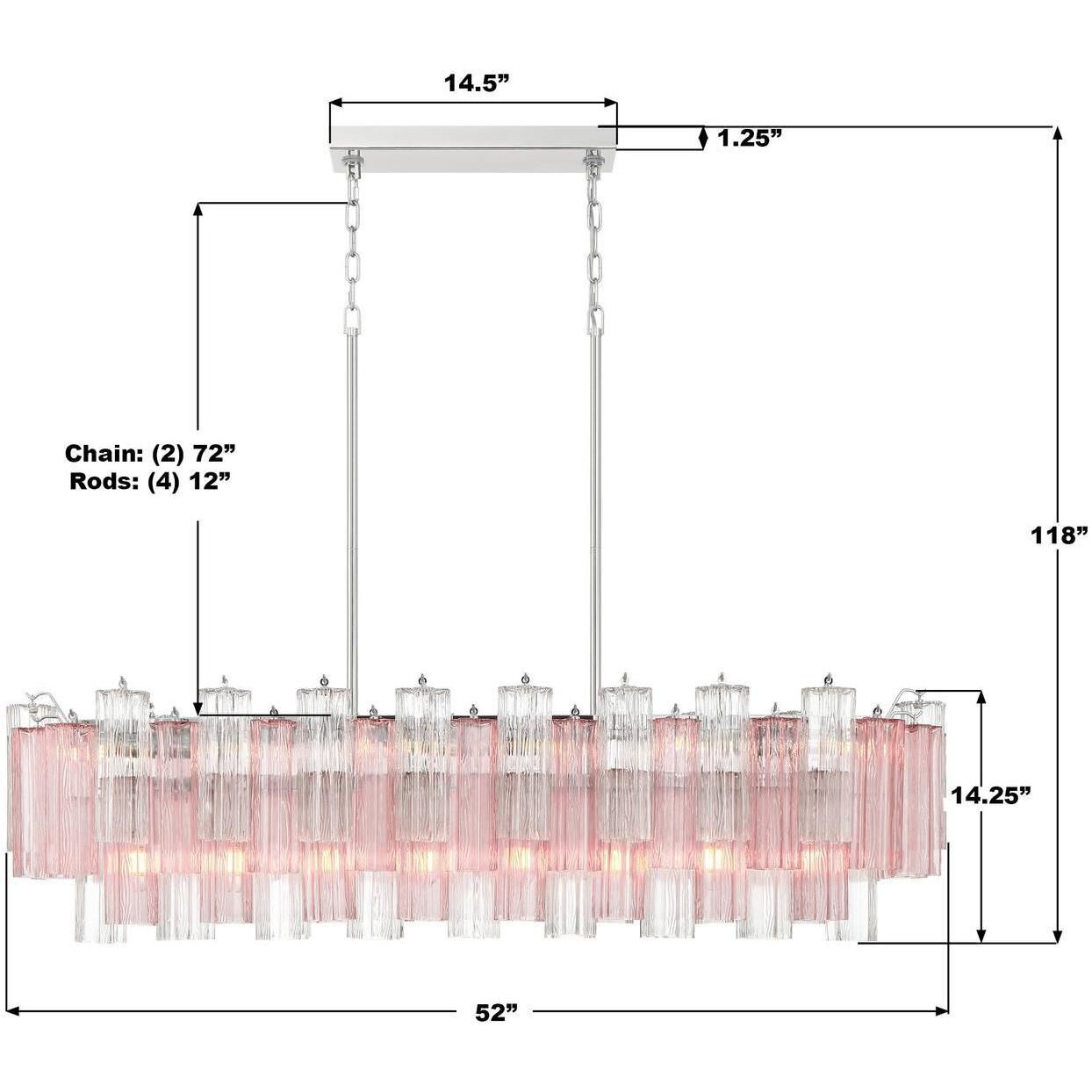 Addis 14 Light 51.75 inch Polished Chrome Linear Chandelier Ceiling Light in Spring