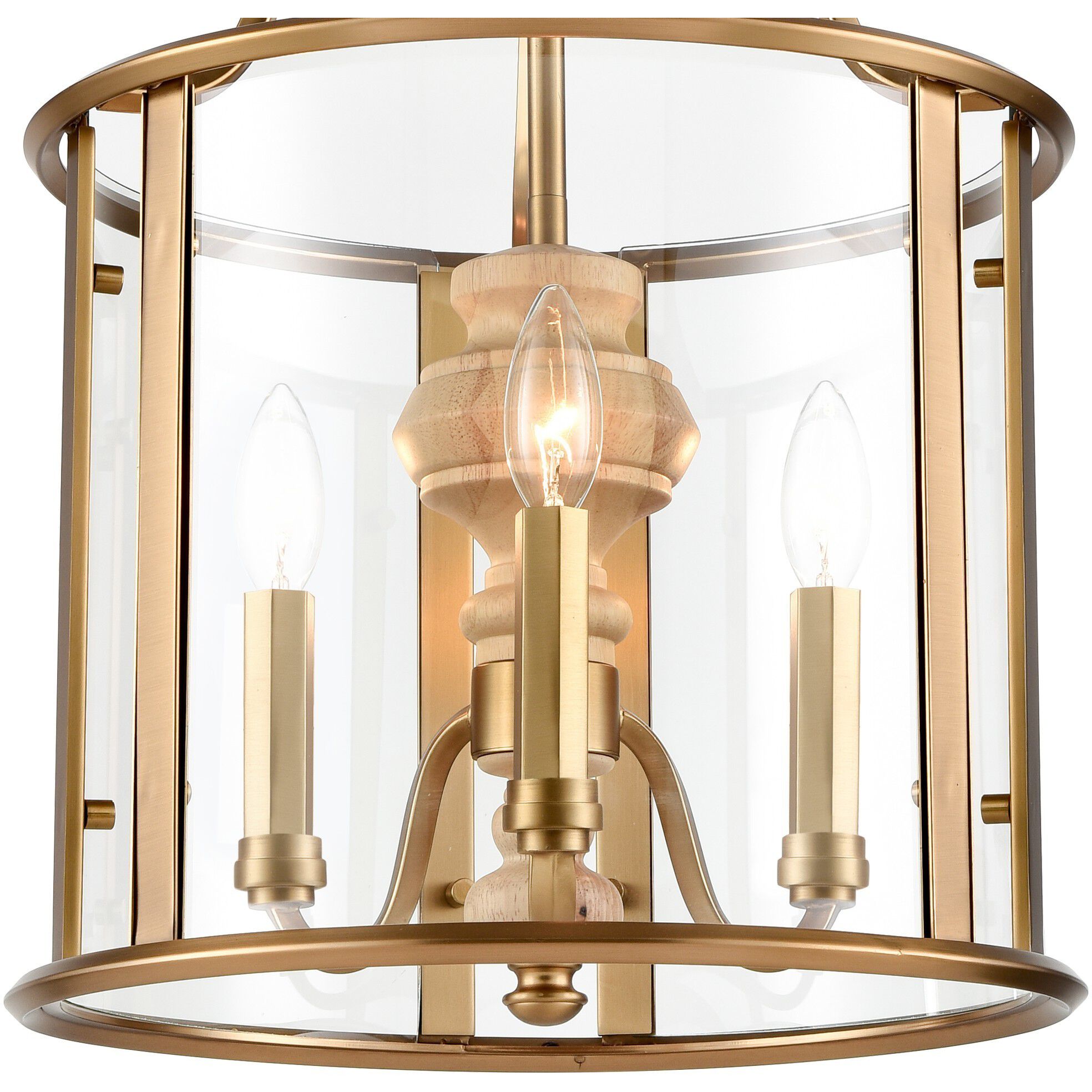 French Country 3 Light 14 inch Natural Brass Pendant Ceiling Light