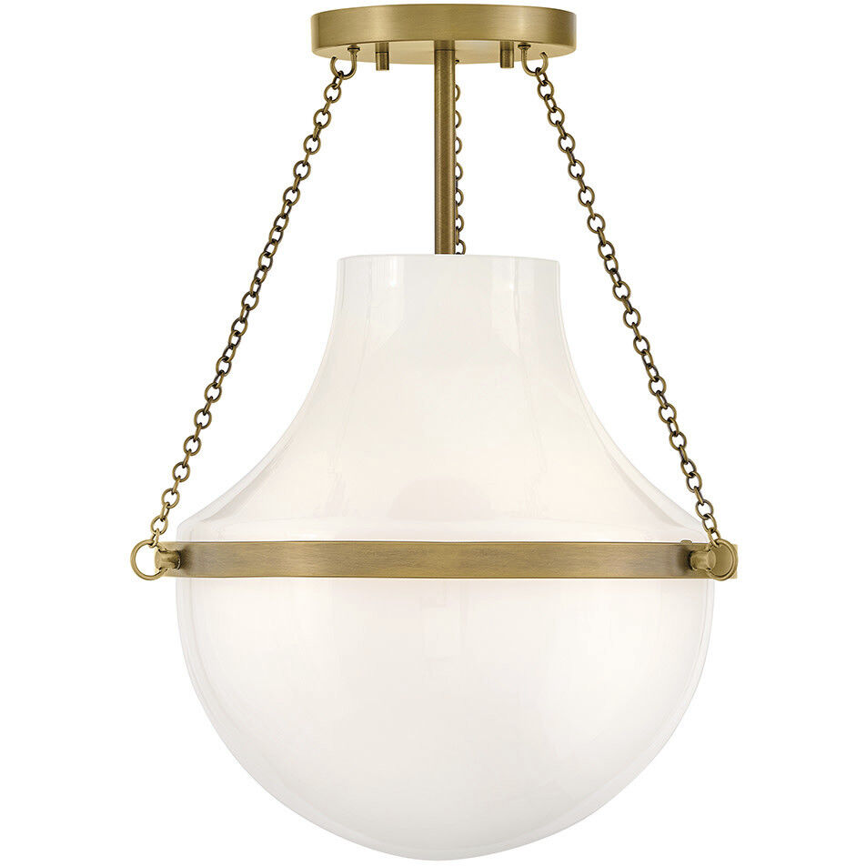 Collins 1 Light 15 inch Heritage Brass Semi-Flush Mount Ceiling Light, Medium