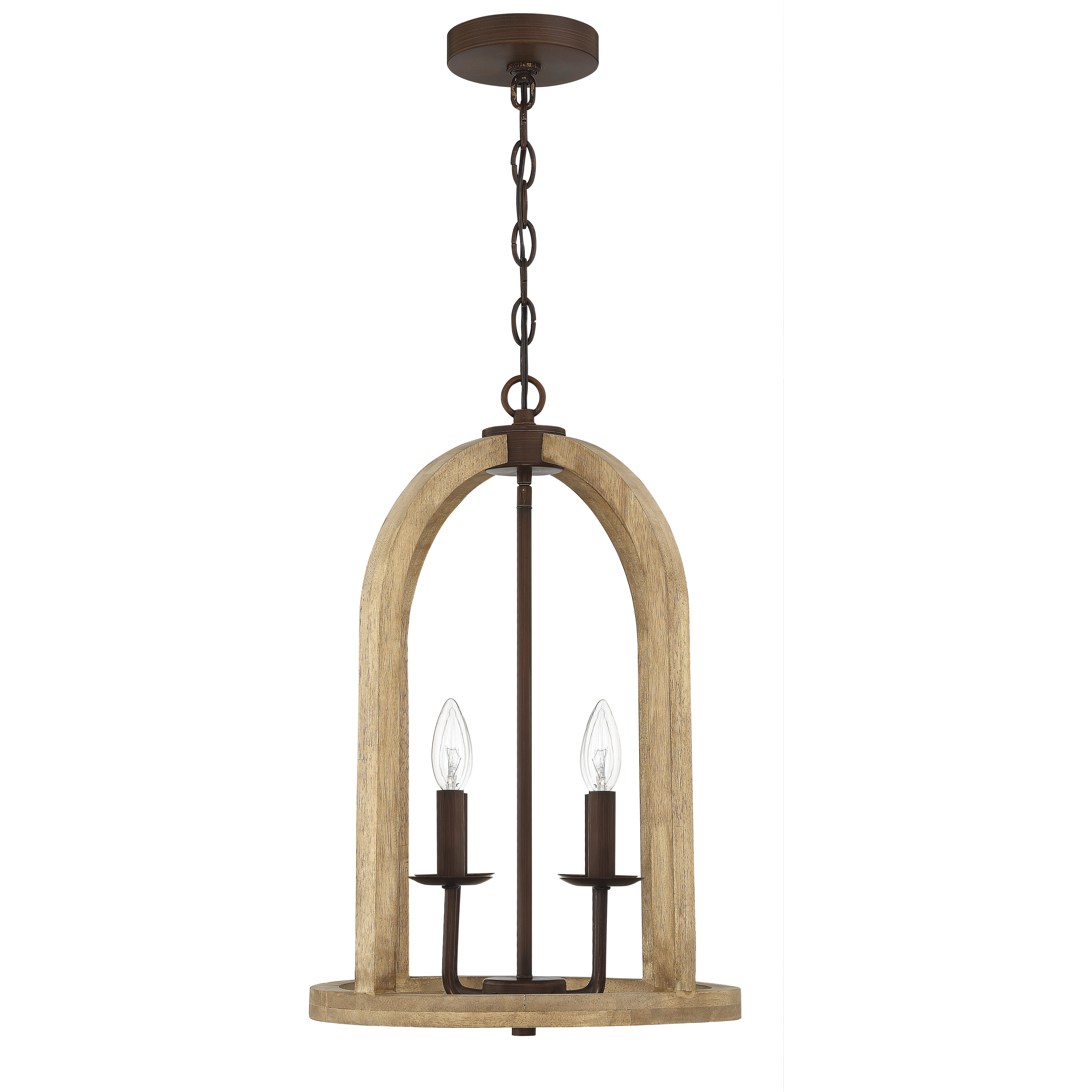 Aberdeen 4 Light 14 inch Natural Wood/Aged Bronze Brushed Foyer Light Ceiling Light