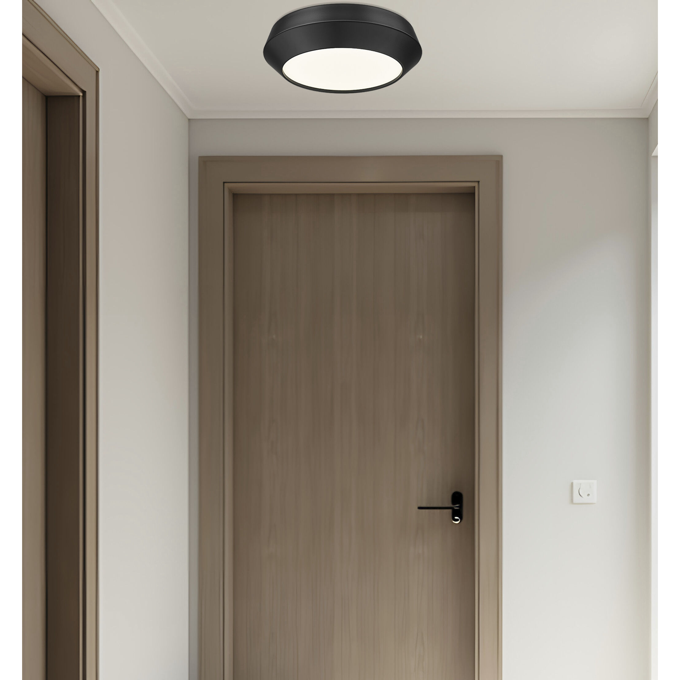 Quasars LED 12 inch Matte Black Flush Mount Ceiling Light