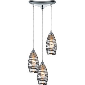 Twister 3 Light 10 inch Polished Chrome Mini Pendant Ceiling Light