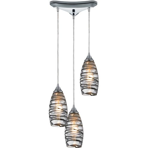 Twister 3 Light 10 inch Polished Chrome Mini Pendant Ceiling Light