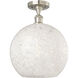 Edison White Mouchette 1 Light 12 inch Brushed Satin Nickel Semi-Flush Mount Ceiling Light