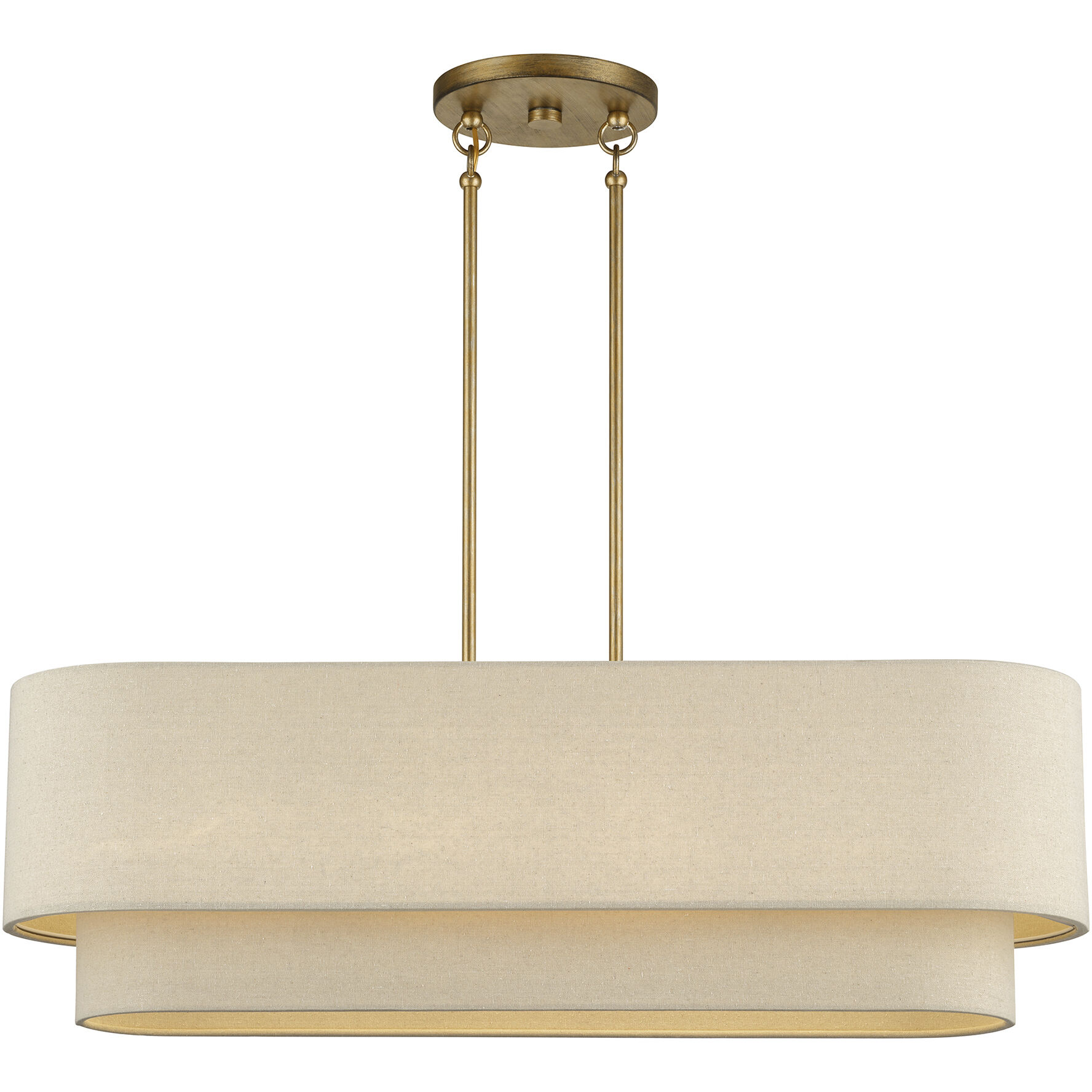 Bellingham 4 Light 36 inch Antique Gold Leaf Linear Chandelier Ceiling Light, Large