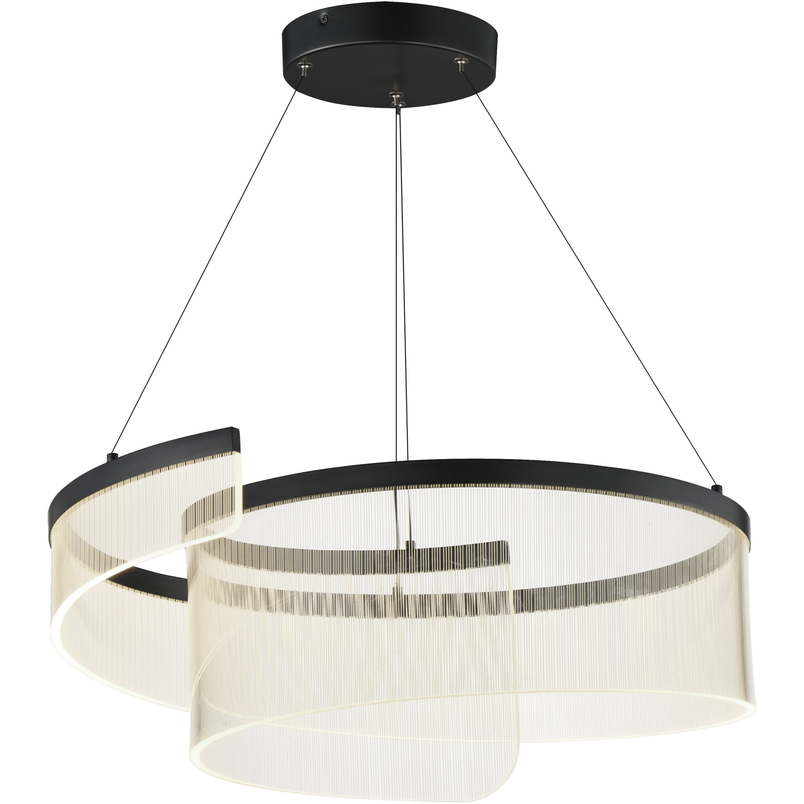 Sonata LED 23.5 inch Black Multi-Light Pendant Ceiling Light in Patterned Acrylic