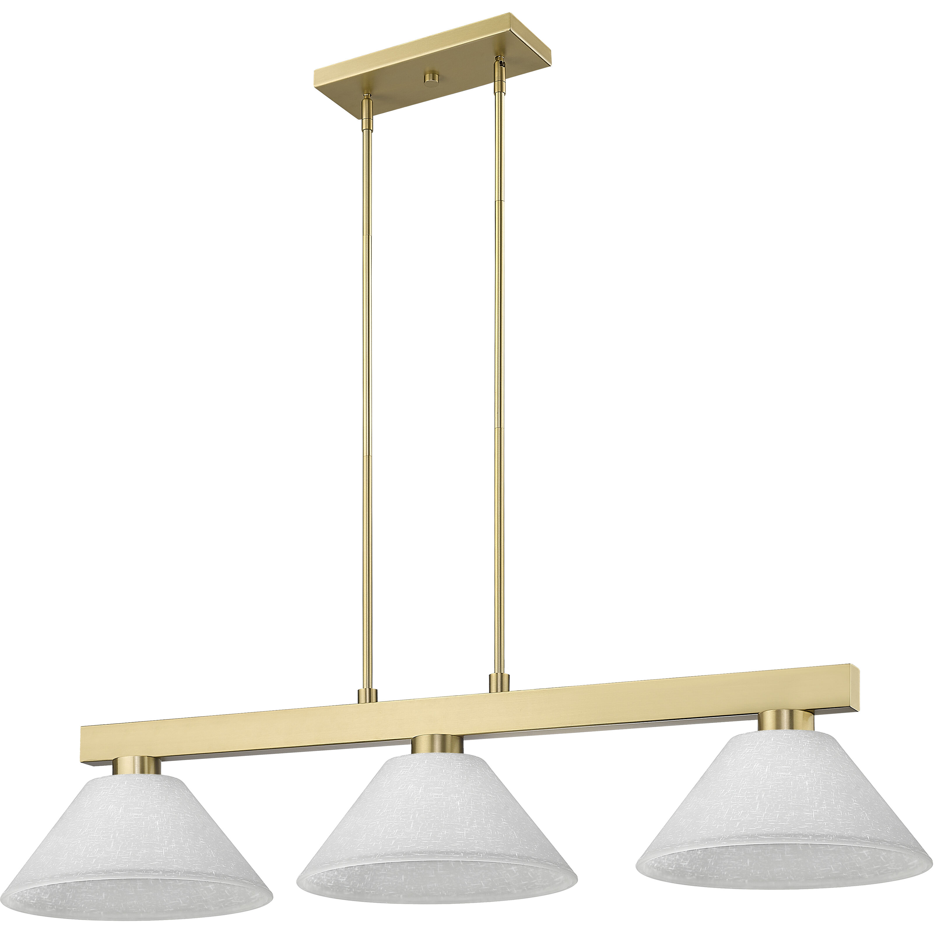 Cobalt 3 Light 49.5 inch Modern Gold Billiard Light Ceiling Light in White Linen Glass