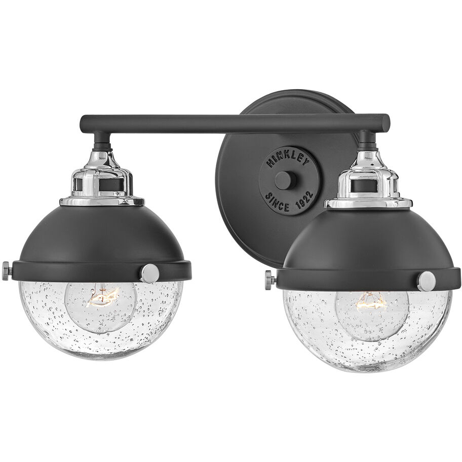 Fletcher 2 Light 16 inch Black with Chrome Vanity Light Wall Light in Black/Chrome