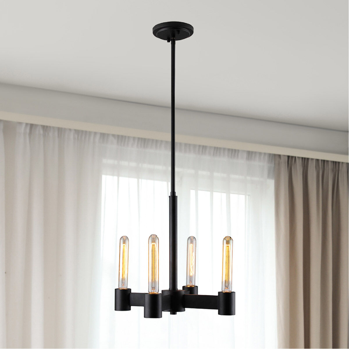 Broyles 4 Light 15 inch Matte Black Chandelier Ceiling Light