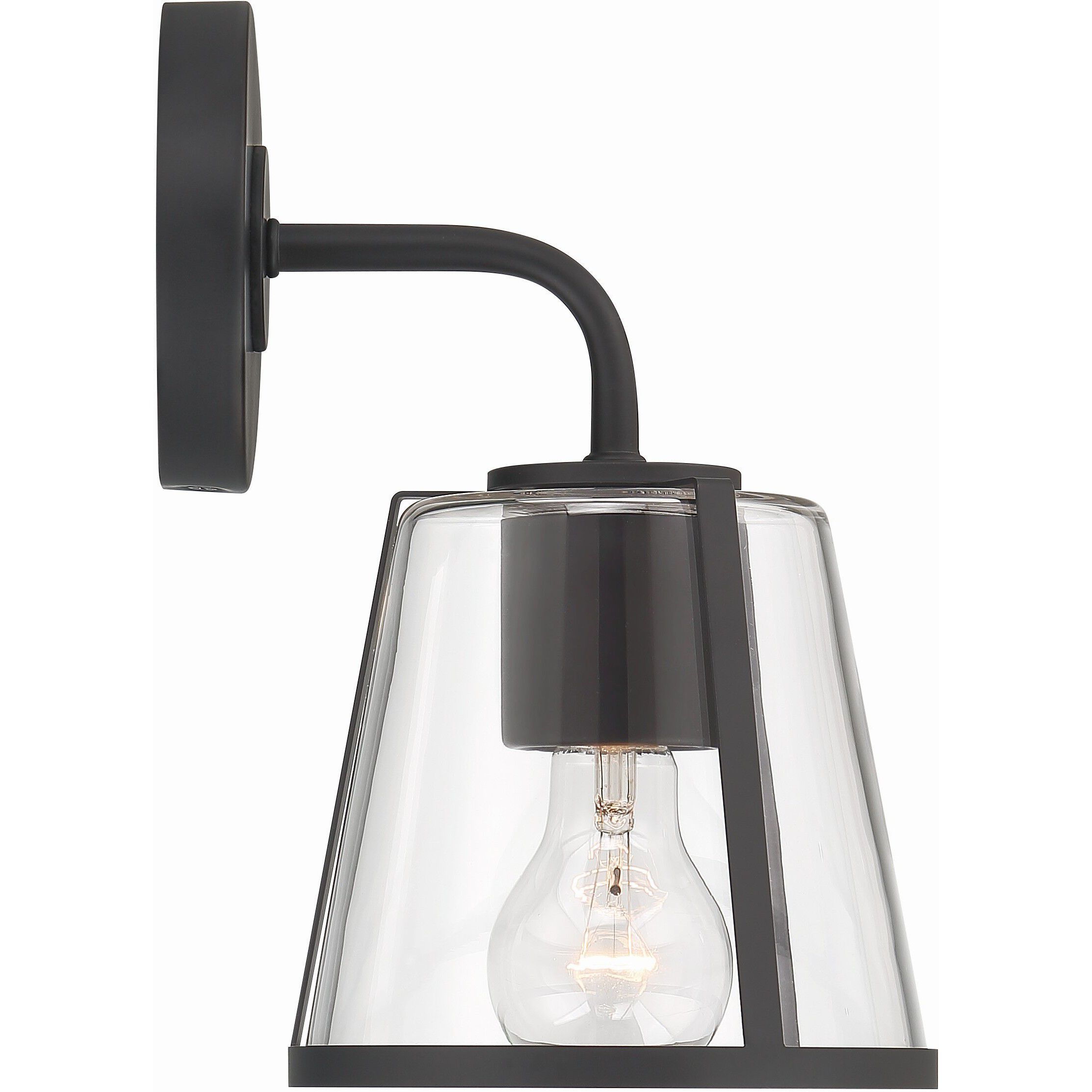 Fulton Bath Sconce Wall Light in Black, Clear