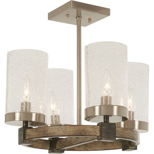 Bridlewood 4 Light 16 inch Stone Grey/Brushed Nickel Semi Flush Mount Ceiling Light