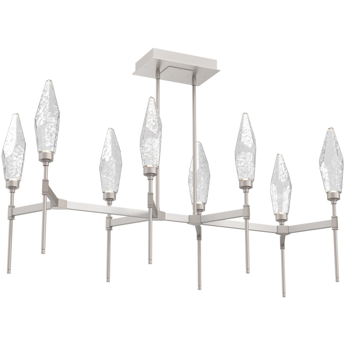 Rock Crystal LED Beige Silver Linear Pendant Ceiling Light in Metallic Beige Silver, Chilled Clear, 2700K LED