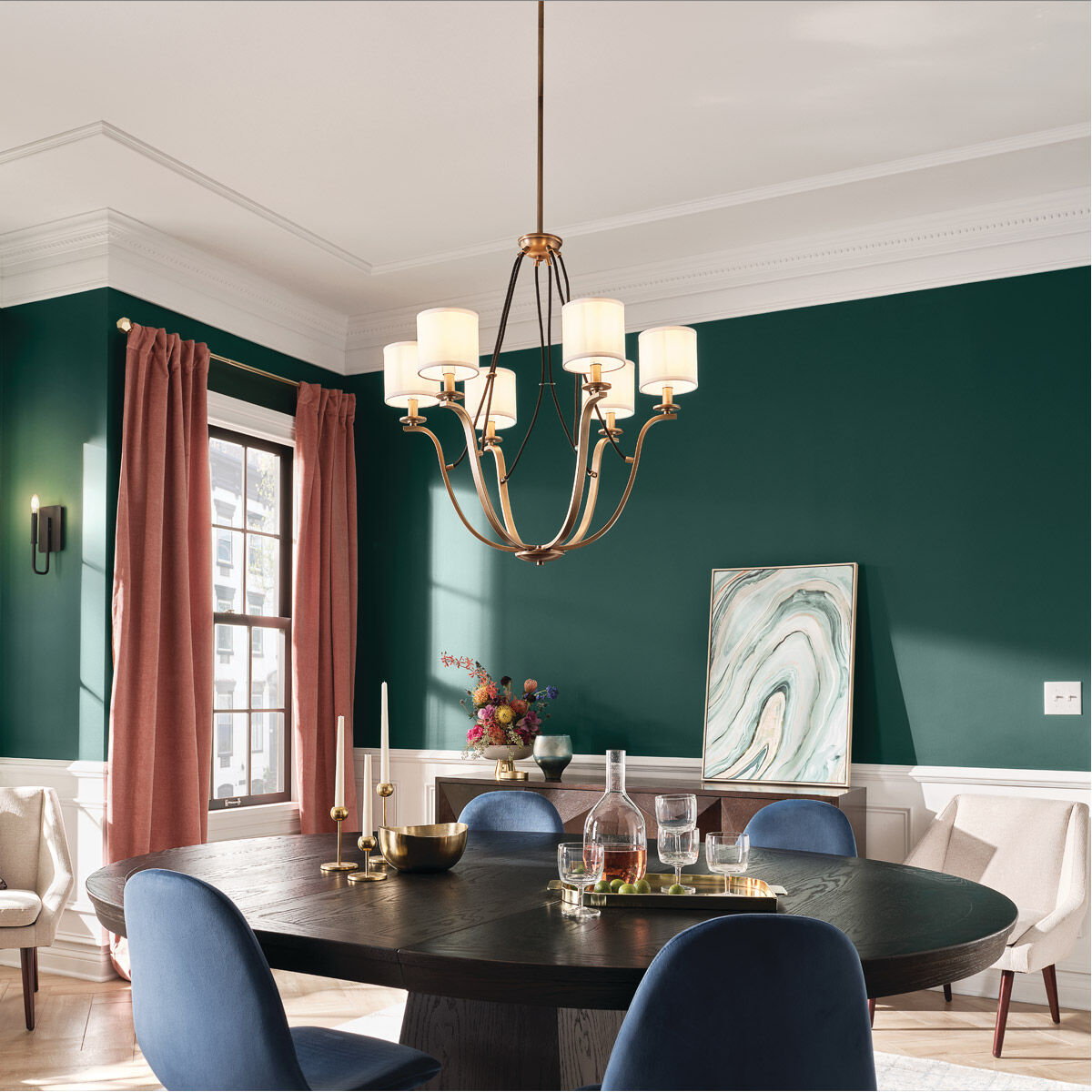 Thisbe 6 Light 28 inch Natural Brass Chandelier 1 Tier Medium Ceiling Light, 1 Tier Medium