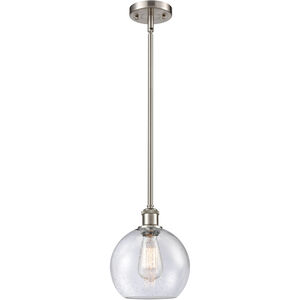 Ballston Athens LED 8 inch Brushed Satin Nickel Pendant Ceiling Light in Seedy Glass, Ballston