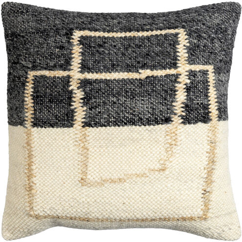 Kambalny 18 X 18 inch Beige/Black/Tan Accent Pillow