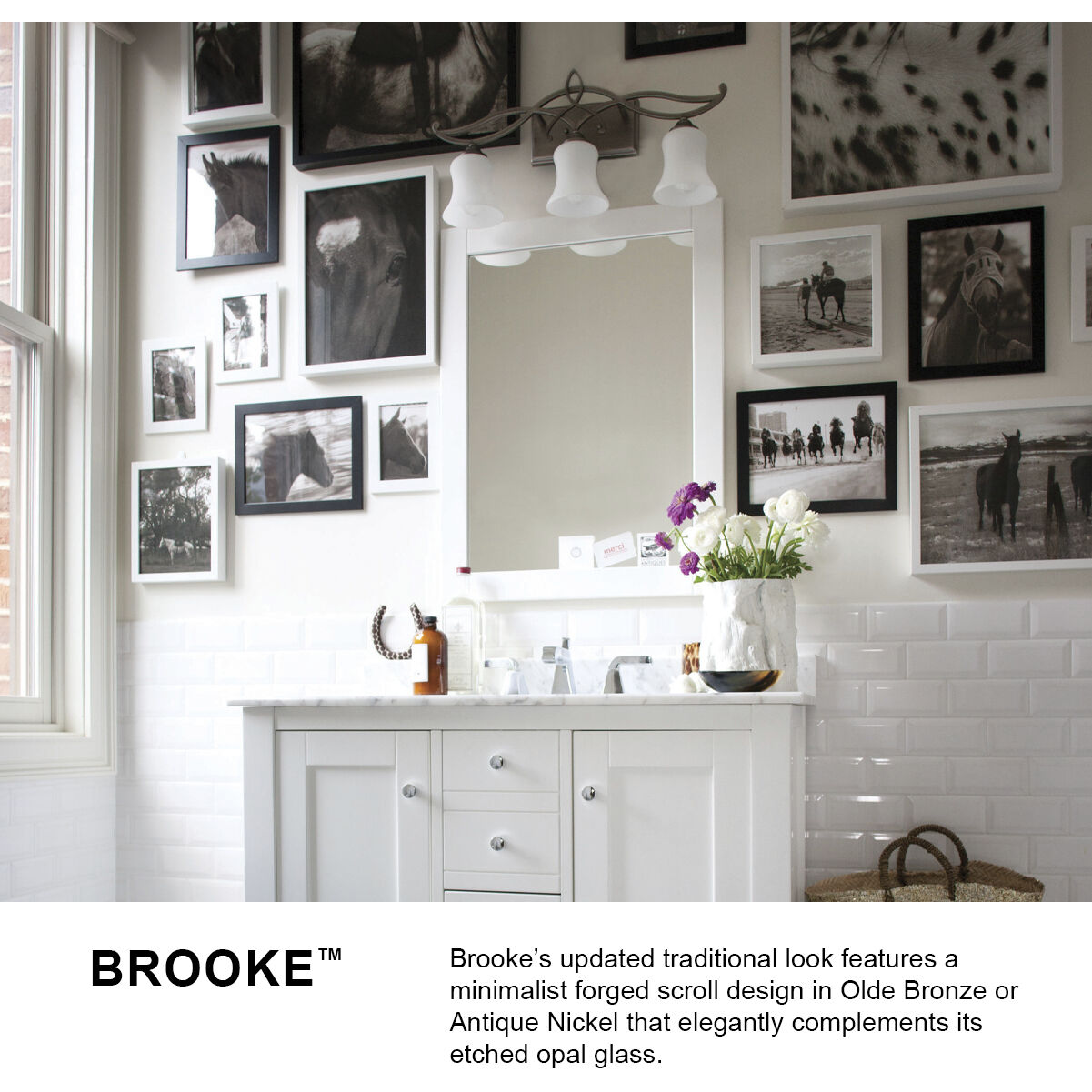 Brooke 4 Light 31.25 inch Antique Nickel Vanity Light Wall Light