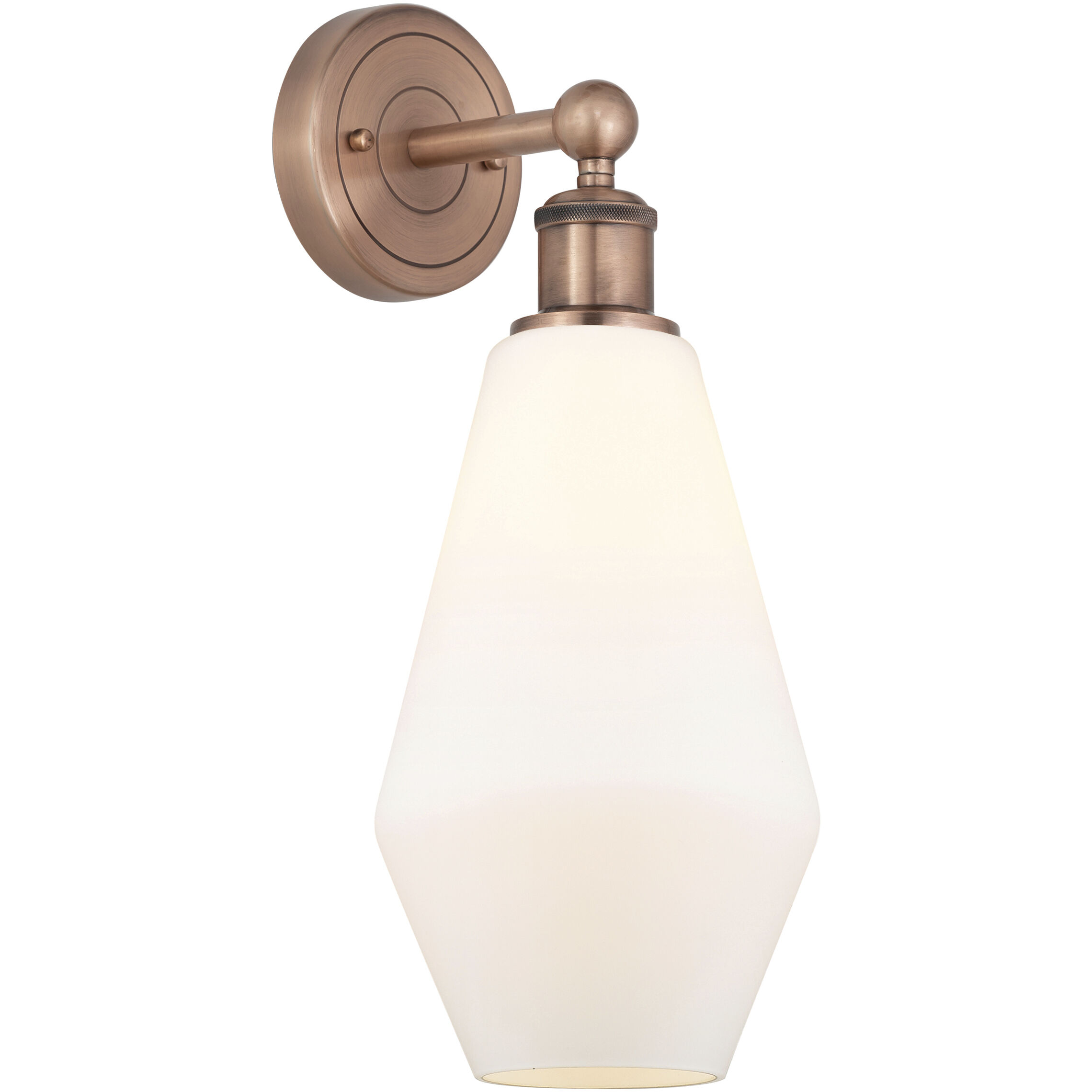 Cindyrella Sconce Wall Light in Antique Copper, Cased Matte White