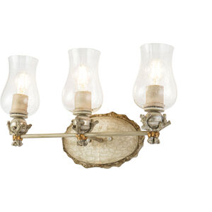 Trellis 3 Light 22 inch Hand-painted with putty patina and silver leaf orb Bath Light Wall Light