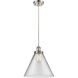 Ballston X-Large Cone 1 Light 8 inch Brushed Satin Nickel Mini Pendant Ceiling Light in Clear Glass