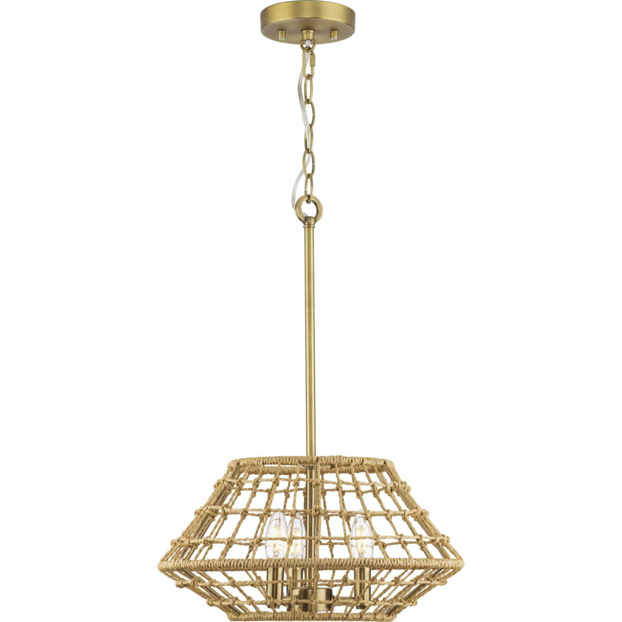 Laila 3 Light 16 inch Vintage Brass Semi-Flush Mount Convertible Ceiling Light, Design Series