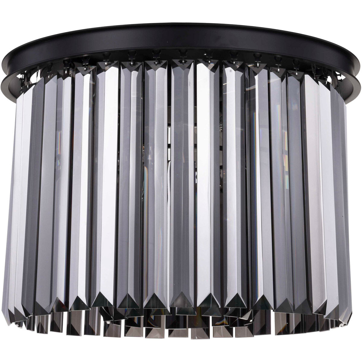 Sydney 6 Light 20 inch Matte Black Flush Mount Ceiling Light in Silver Shade, Urban Classic