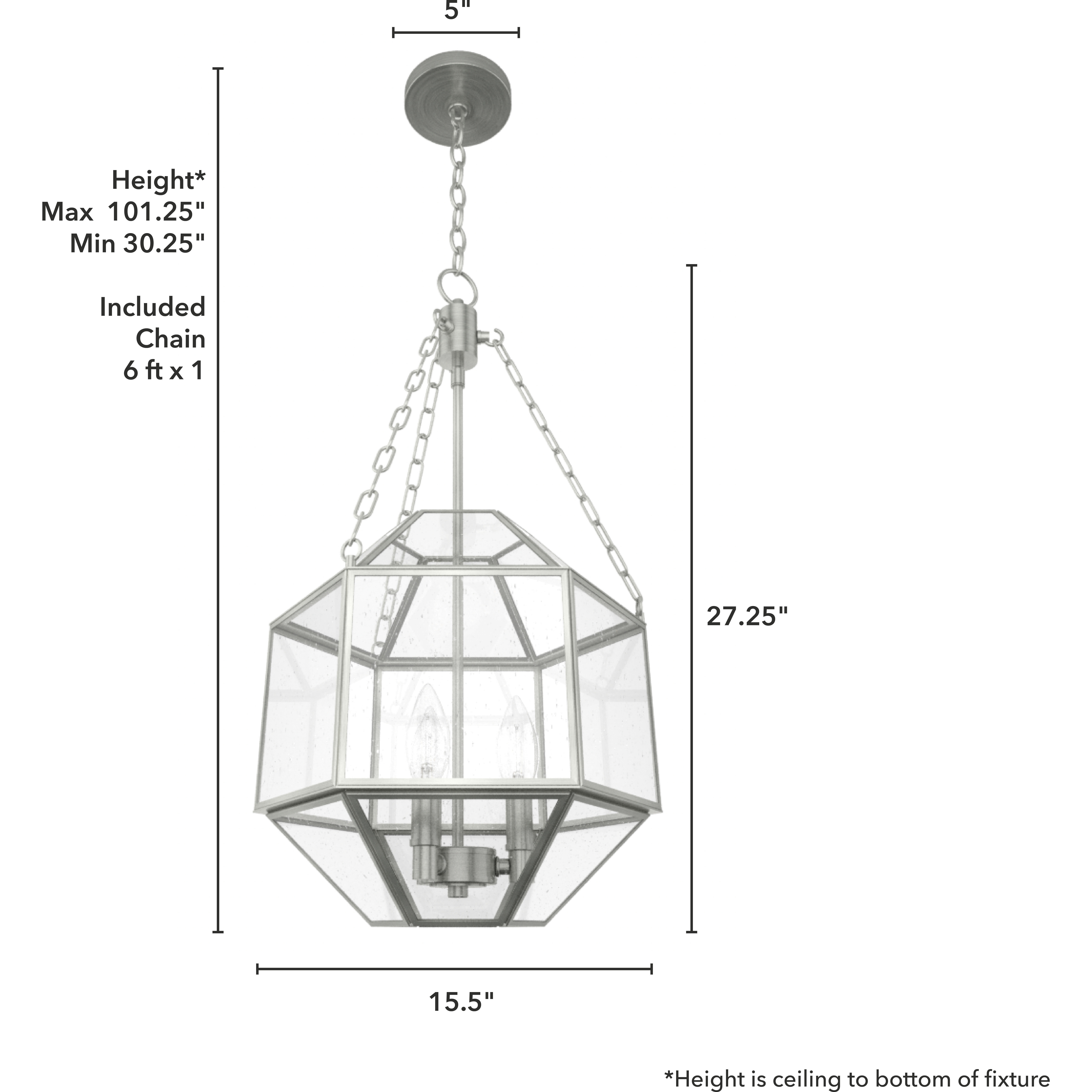 Indria 3 Light 15.5 inch Brushed Nickel Pendant Ceiling Light